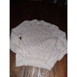 Medium 8/10 Time & Tru Long Sleeve Cream White Metallic Sparkle Sweater